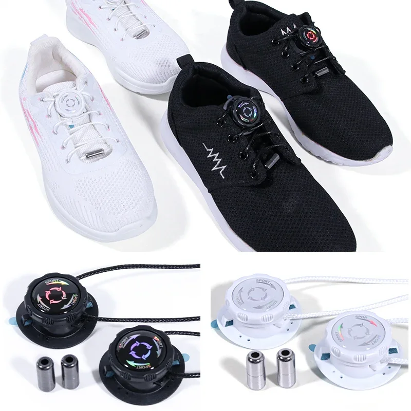 1pair Metal Wire Swivel Automatic Buckle Rope Sneaker ShoeLaces for Kids/Adult No Tie Shoe Laces Quick Lock Shoestrings Sneakers image 6