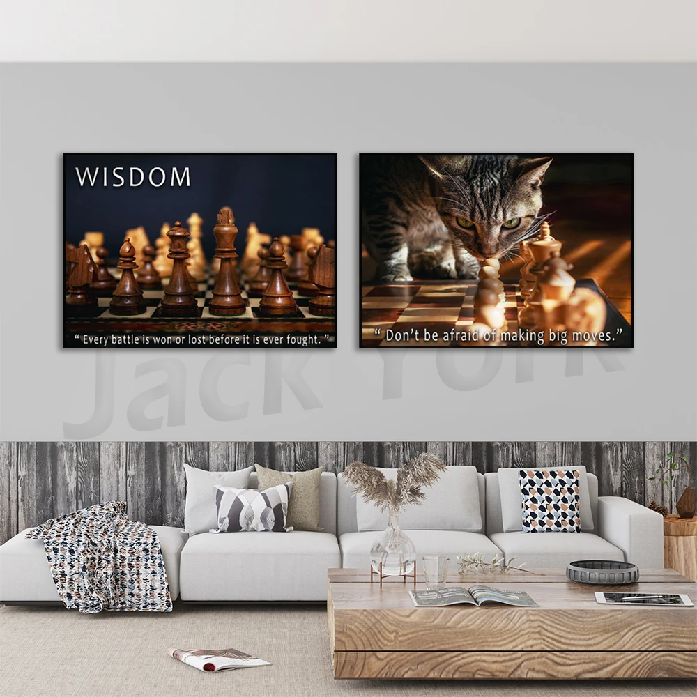 Knight Chess Match King Moves Openings Knowledge Motivational Players Quotes Posters - Print Home Gift Bedroom Decor