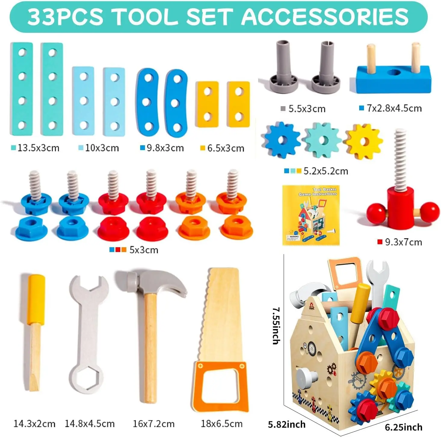 Boîte à outils en bois, ensemble de jouets, outil d'entretien de Simulation, jouets de réparation, Puzzle à vis Montessori, jouets de jeu pour enfants, cadeau pour enfants
