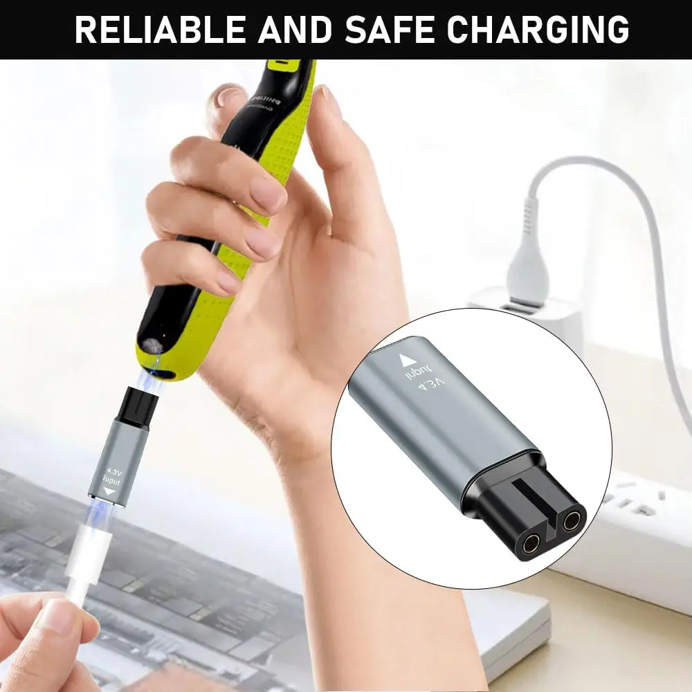 4.3V Type-C Shaver Adapter Charger Converter Fit for Philips Norelco One Blade QP2520 QP2620 QP2515 QP2510 Shaver view 4