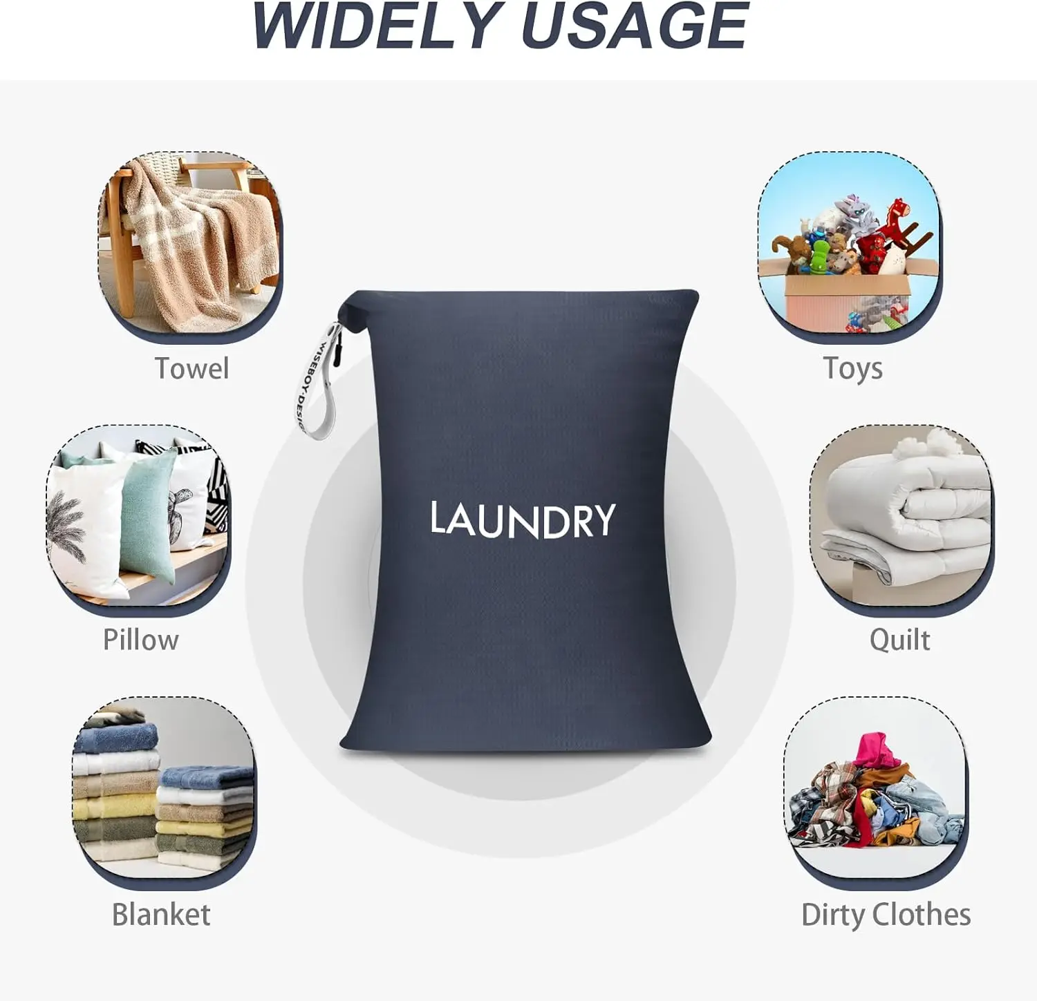 حقيبة غسيل، أكياس غسيل كبيرة الحجم مقاس 23.6 × 35 بوصة، حقيبة غسيل للسفر، منظم ملابس قذرة، حقيبة تخزين رطبة وجافة من النايلون #4