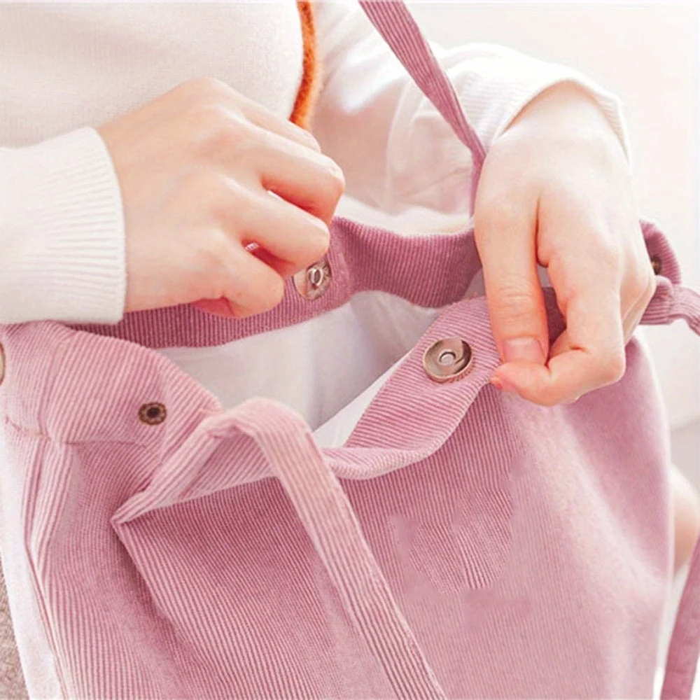 Personalized Customized New Women's Corduroy Pink Shoulder Bag Reusable Shopping Bag Women's Casual Handbag