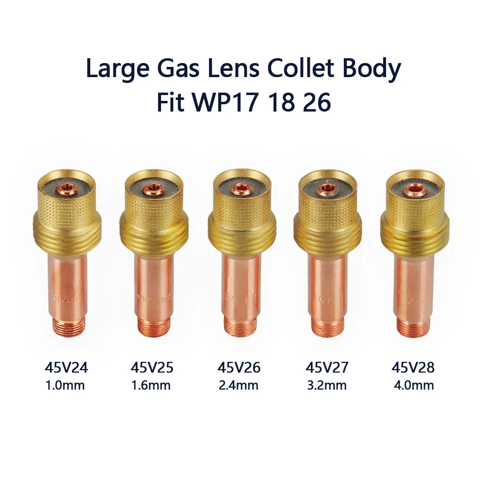 45V24 45V25 45V26 45V27 45V28 Gas Lens Collet Body for WP-17/18/26 TIG Welding Torch, 3/32