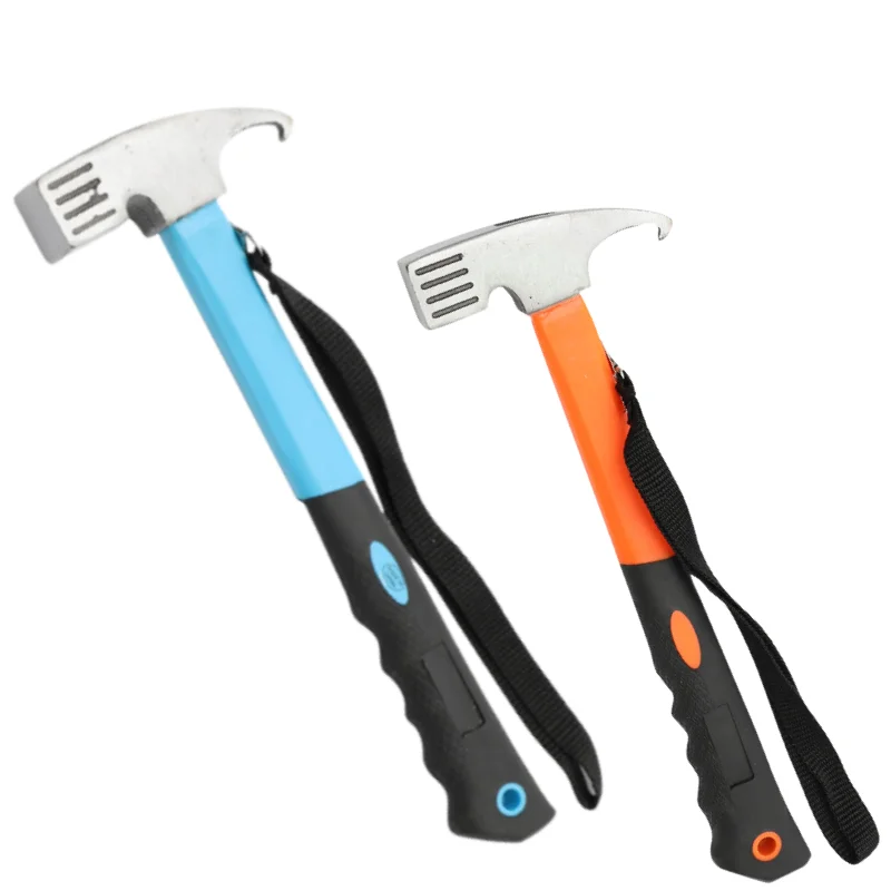 مطرقة أظافر متعددة الوظائف في الهواء الطلق، مطرقة فولاذية عالية الكربون، مطرقة مظلة خيمة التخييم، معدات التخييم في الهواء الطلق #1