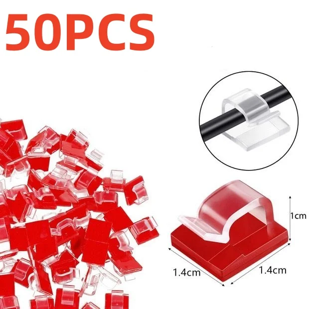 10/20/50PCS Cable Organizer Clips Wire Winder Holder Protector USB Cable Management Adhesive Hooks Desk Clamp For Home Office