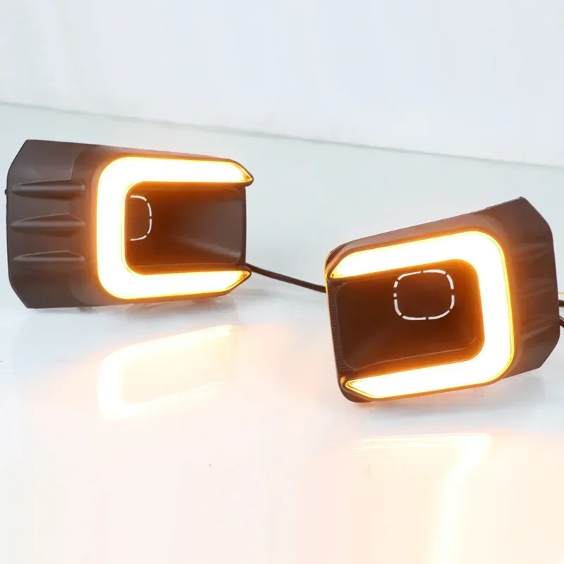 トヨタ ハイラックス レボ レッコ 2020-2024用 車用LED DRL 12V デイライト イエローターンシグナル デイタイムランニングヘッドランプ オートドライビングランプ