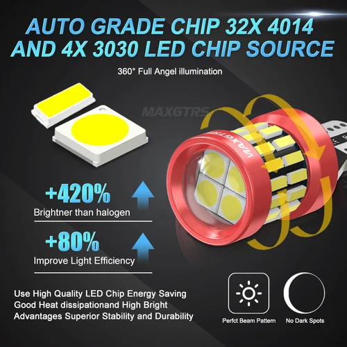 Imagen 2 del producto Bombilla de luz de marcha atrás para coche, lámpara de señal de giro Canbus de respaldo, Flash estroboscópico T15 W16W 921 912 LED 4014 + 3030 6000K, blanco, rojo, amarillo, 2 uds.