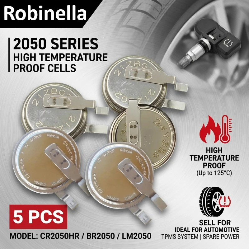 2050 Series 3V Lithium Battery High Temperature Proof Cell CR2050HR BR2050 LM2050 Spare Power for Automotive TPMS System
