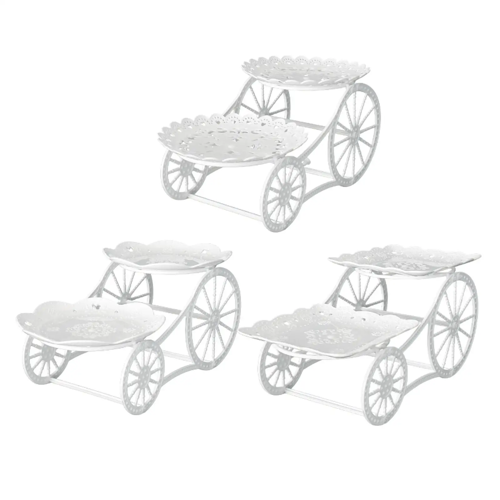 Soporte para pastel de boda, soporte para plato de fruta de 2 capas, soporte para pastel de carro