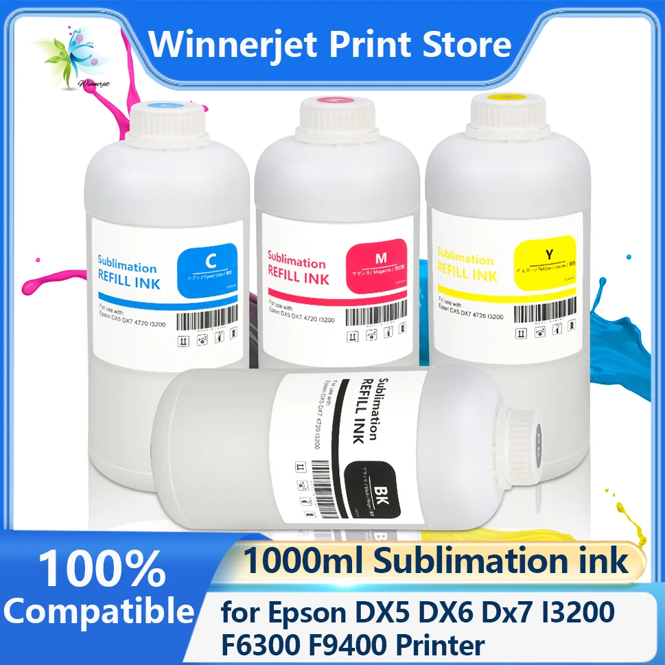 1000ml Sublimation ink Heat transfer ink for Epson DX5 DX6 Dx7 I3200  F6300 F9400 F6360 F9460 F9460H F9400H F6330 F9430 Printer