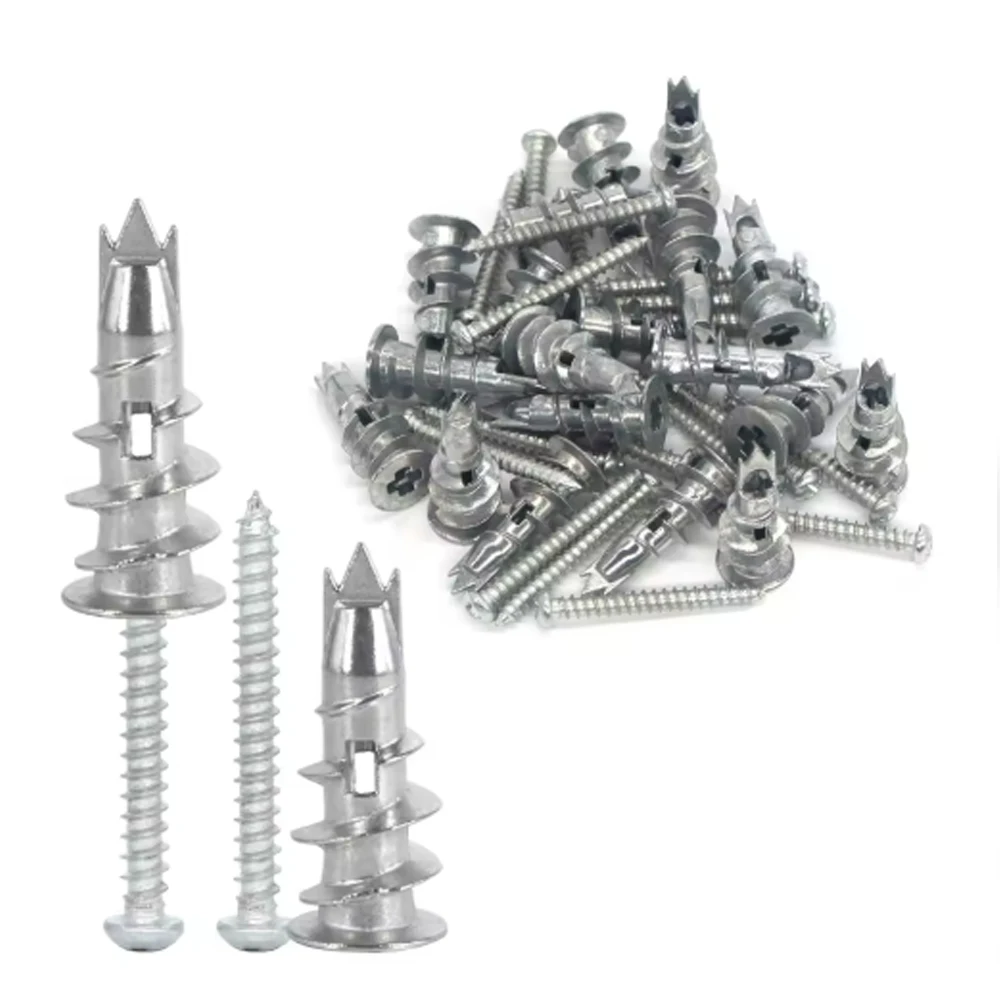 40/80/120Pcs Zinc Alloy Plasterboard Drywall Anchor Hollow Wall Self-drilling Wall Plug with Tapping Screw Drywall Bolt