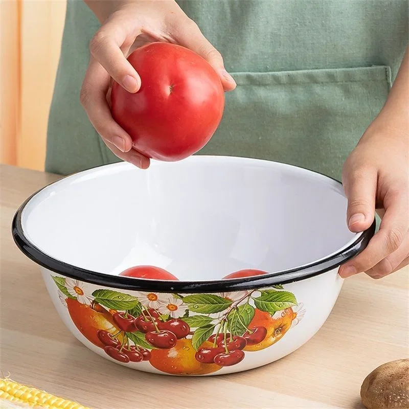 Large Enamel Bowl Enamel Soup Basin Filling Basin Seasoning Basin Tureens Soperas Grandes Con Tapa Buffet Food Warmer Platos