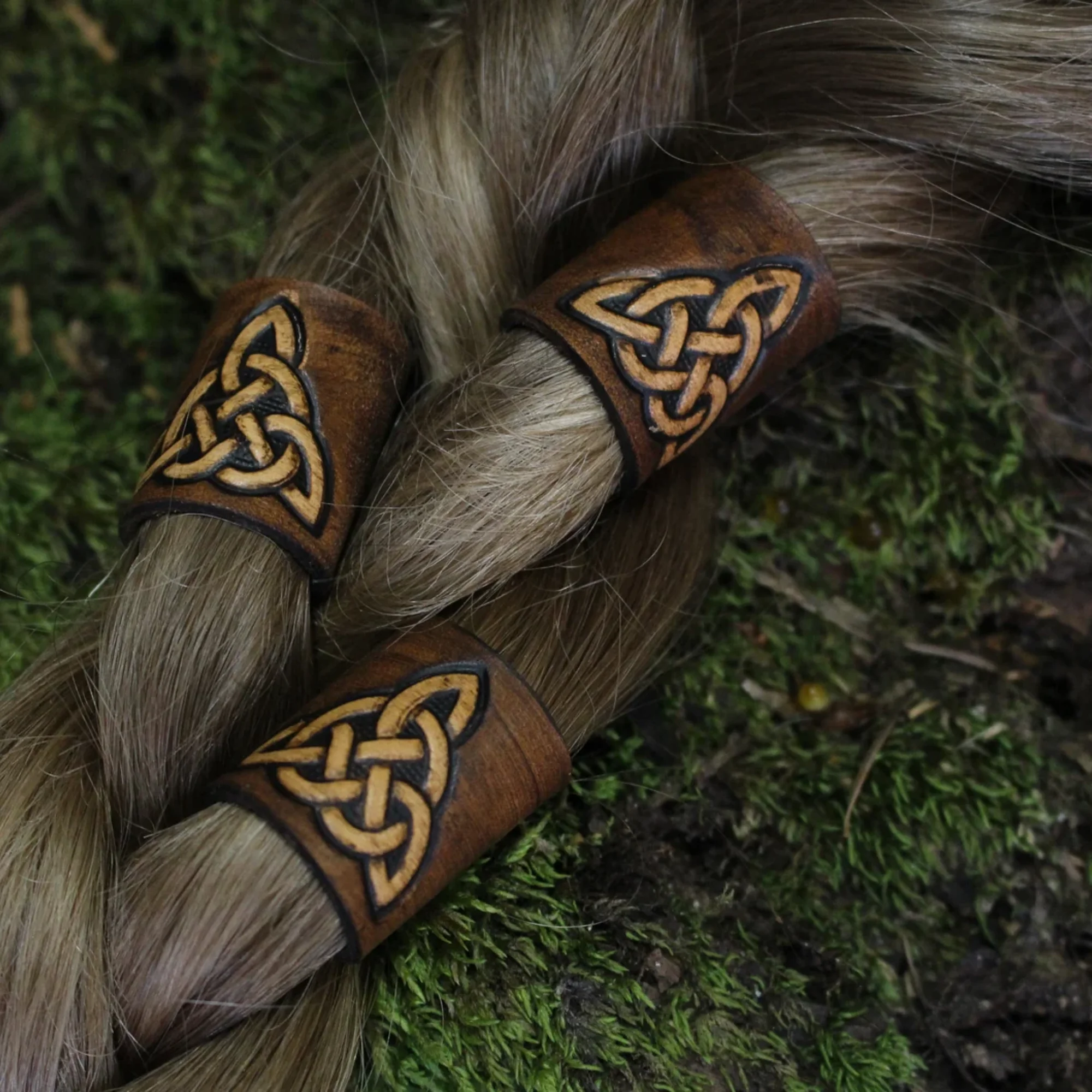 Medieval Viking Knight Belt Accessories Renaissance Celtic Leather Hair/Beard Bead Belt