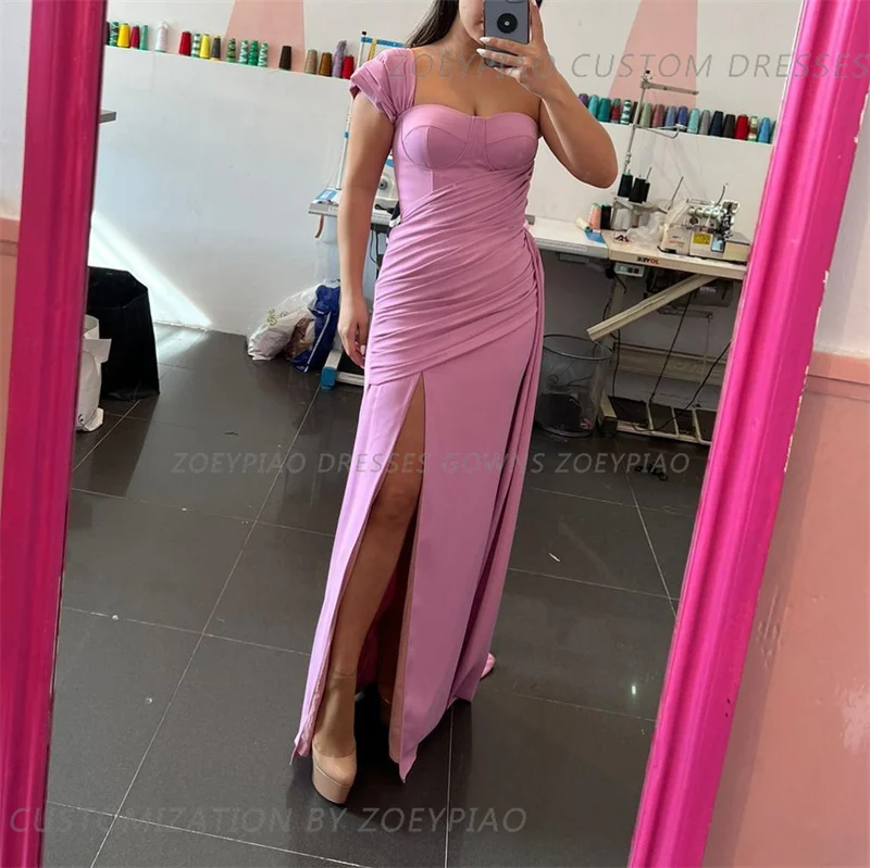 Vintage Purple Side Slit Evening Gown Dress Long Satin Prom Gowns Formal vestido de novia Princess Wedding Party Casual Dress