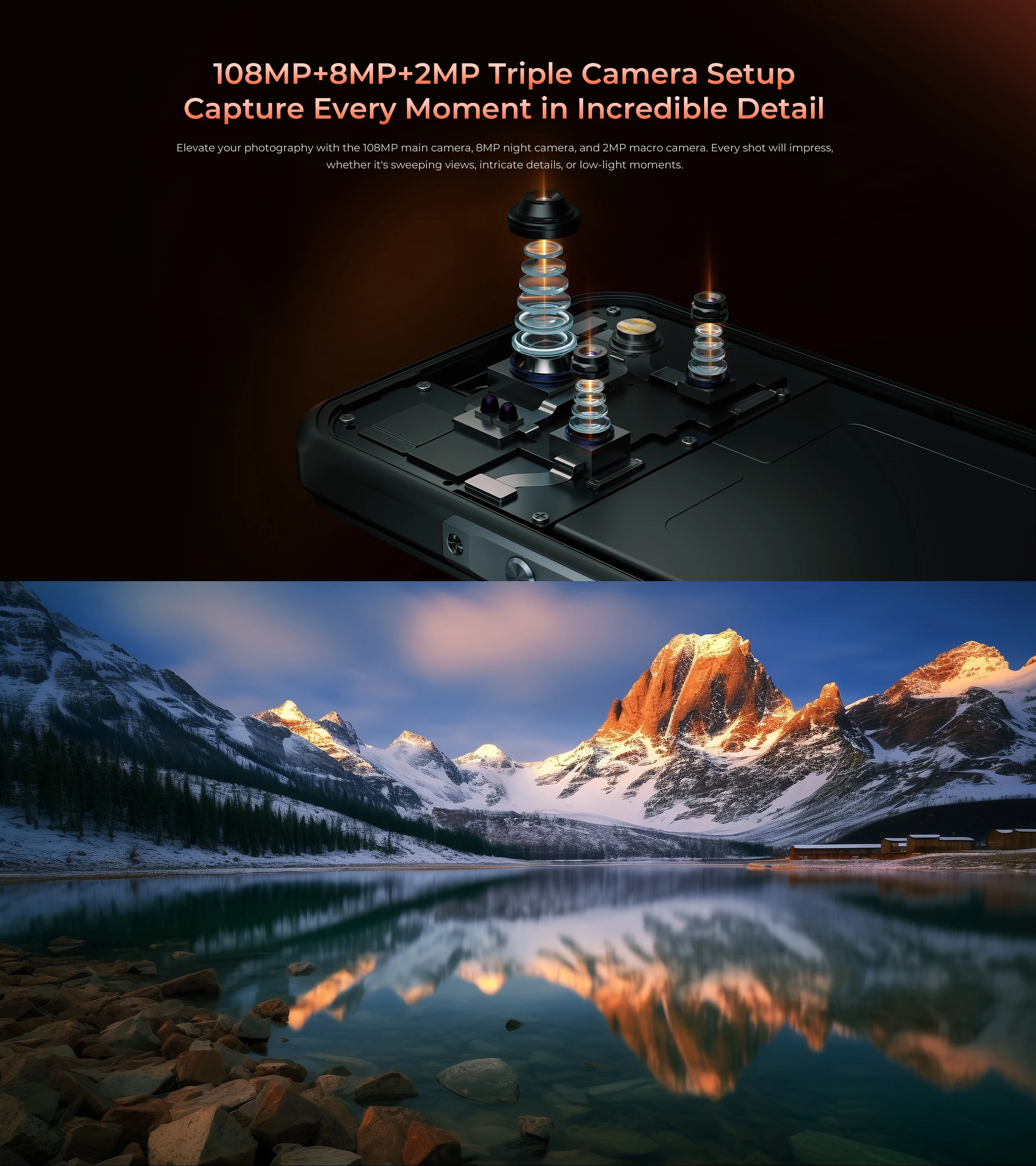 OUKITEL WP55 Pro Rugged Phone 11000mAh Battery 128dB Loudspeaker Android IP68 IP69K Waterproof 48GB RAM 512GB ROM Camping Light