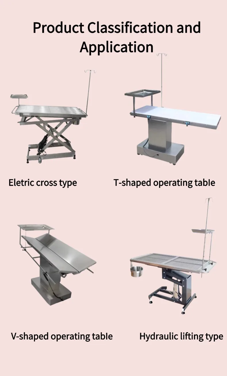 Special for pet surgery, easy to sterilize, stable and sturdy base, good load-bearing, veterinary operating table