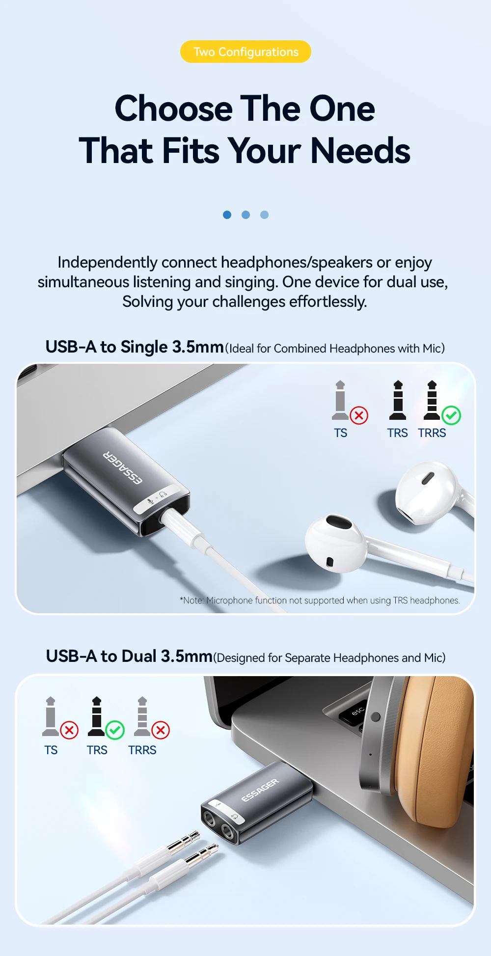 Essager USB-Soundkarte, externe Mini-Soundkarte, USB auf 3,5 mm Schnittstelle, Stereo-Audio-Adapter für PS4, PS5, Switch, Laptop-Headset – Detail 3