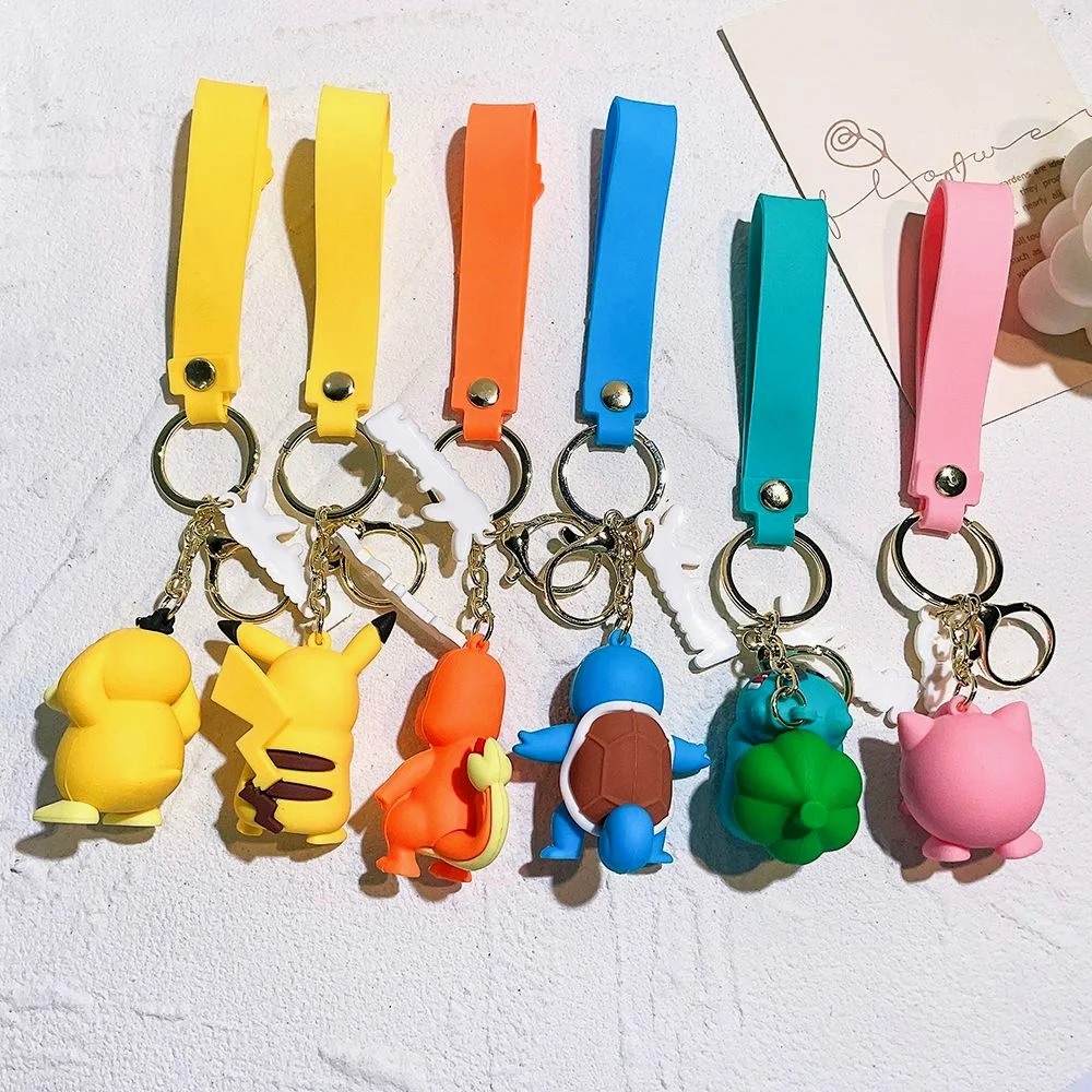 Pokemon Pikachu Keychain batch Pendant Pokemon keyring Cute Doll Bag Car Pendant for birthday Kids Gift Toys charm bulk gourd