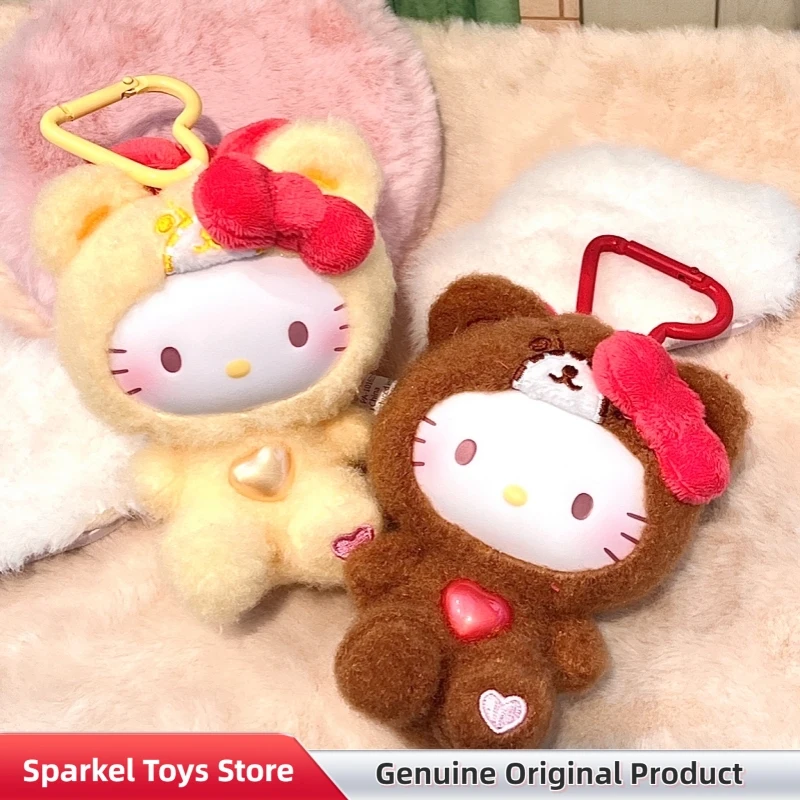 

Genuine Hellokitty Teddy Pajamas Series Plush Vinyl Blind Box Cute Keychain Bag Pendant Mystery Box Toys Cartoon Figure Girls