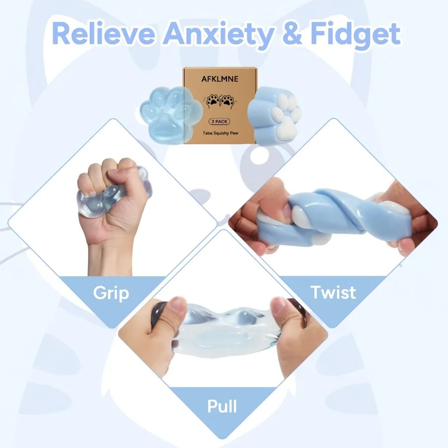 2Pack Taba Squishy Cat Paw Sensory Fidget Toys for Adults Anxiety Relief and Stress Reduction Soft Cute Kawaii Squishy Squeeze