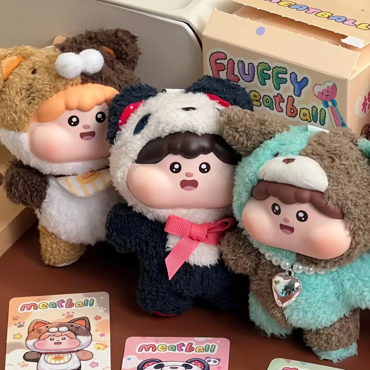 Fluffy Meatball In Stock First Generation Blind Box Soft Doll Pendant Cute Vinyl Face Collectible Toy Decoration Keychain Gifts