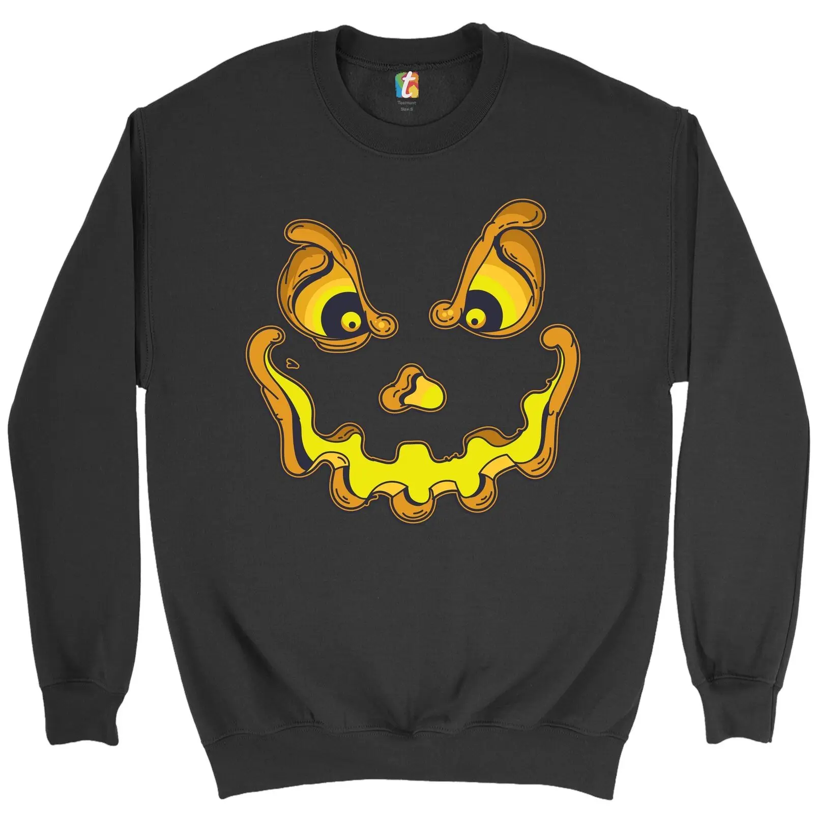 

Jack-O-Lantern Pumpkin Face Sweatshirt Trick-or-Treat Halloween Crewneck