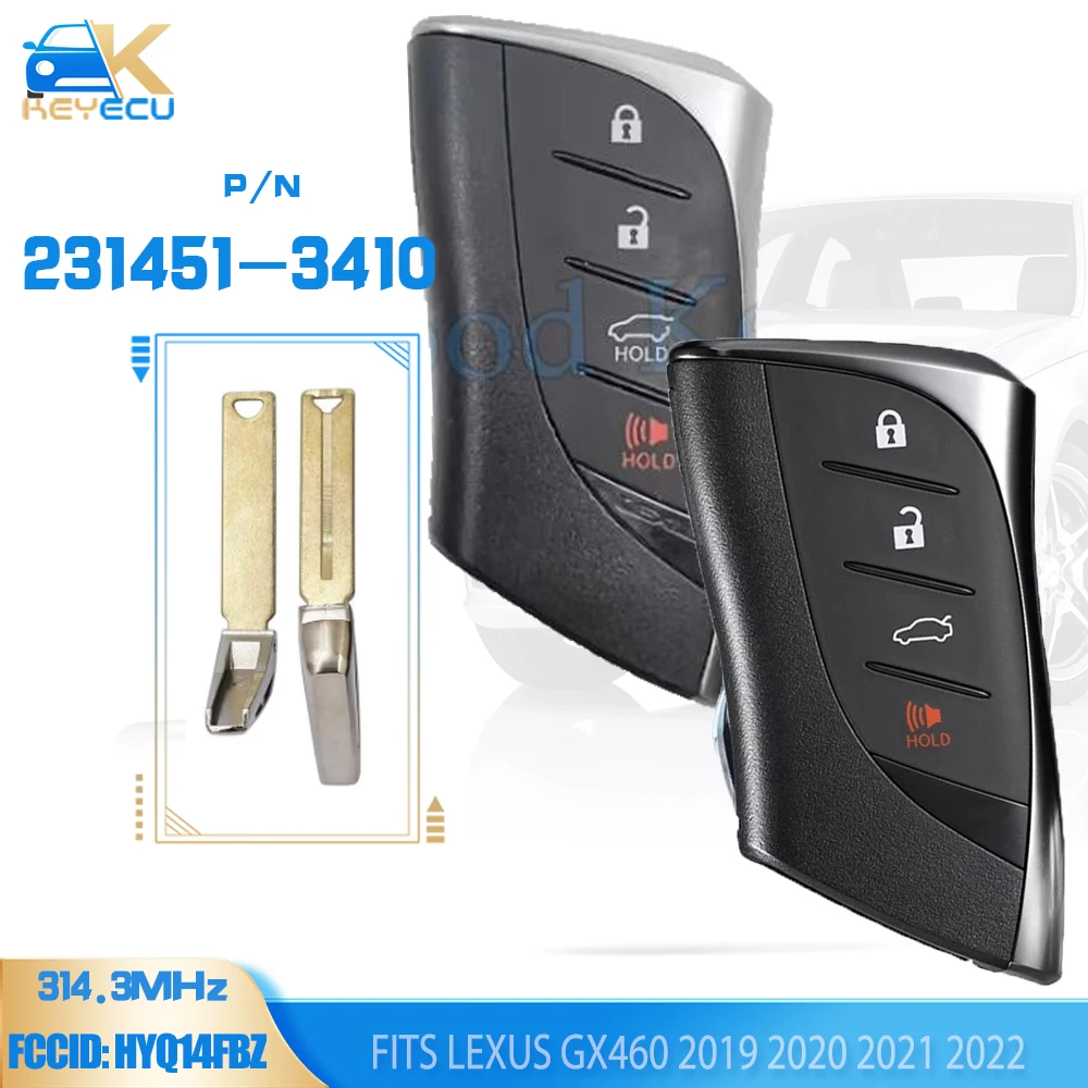 

Плата KEYECU #231451-3410 HYQ14FBZ Smart Remote Key 314,3 MHz Fob 4 кнопки для Lexus GX460 2019 2020 2021 2022