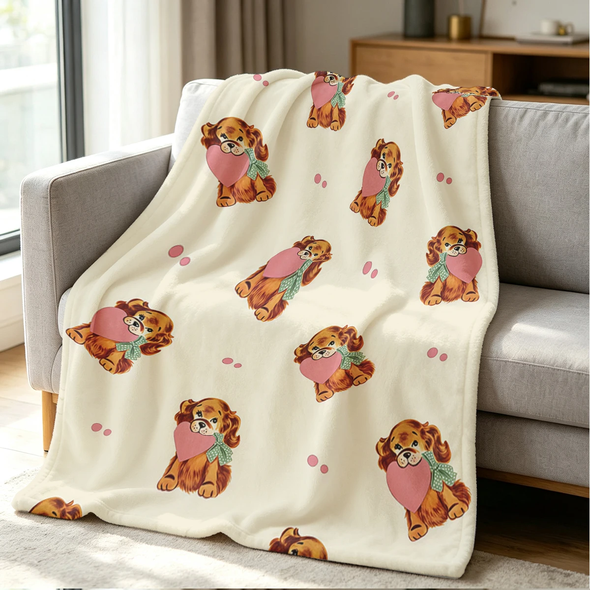Puppy Blanket Soft Cozy Throw for Sofa Bed Festive Holiday Decor Gift for Kids and Adults,Lightweight and Warm