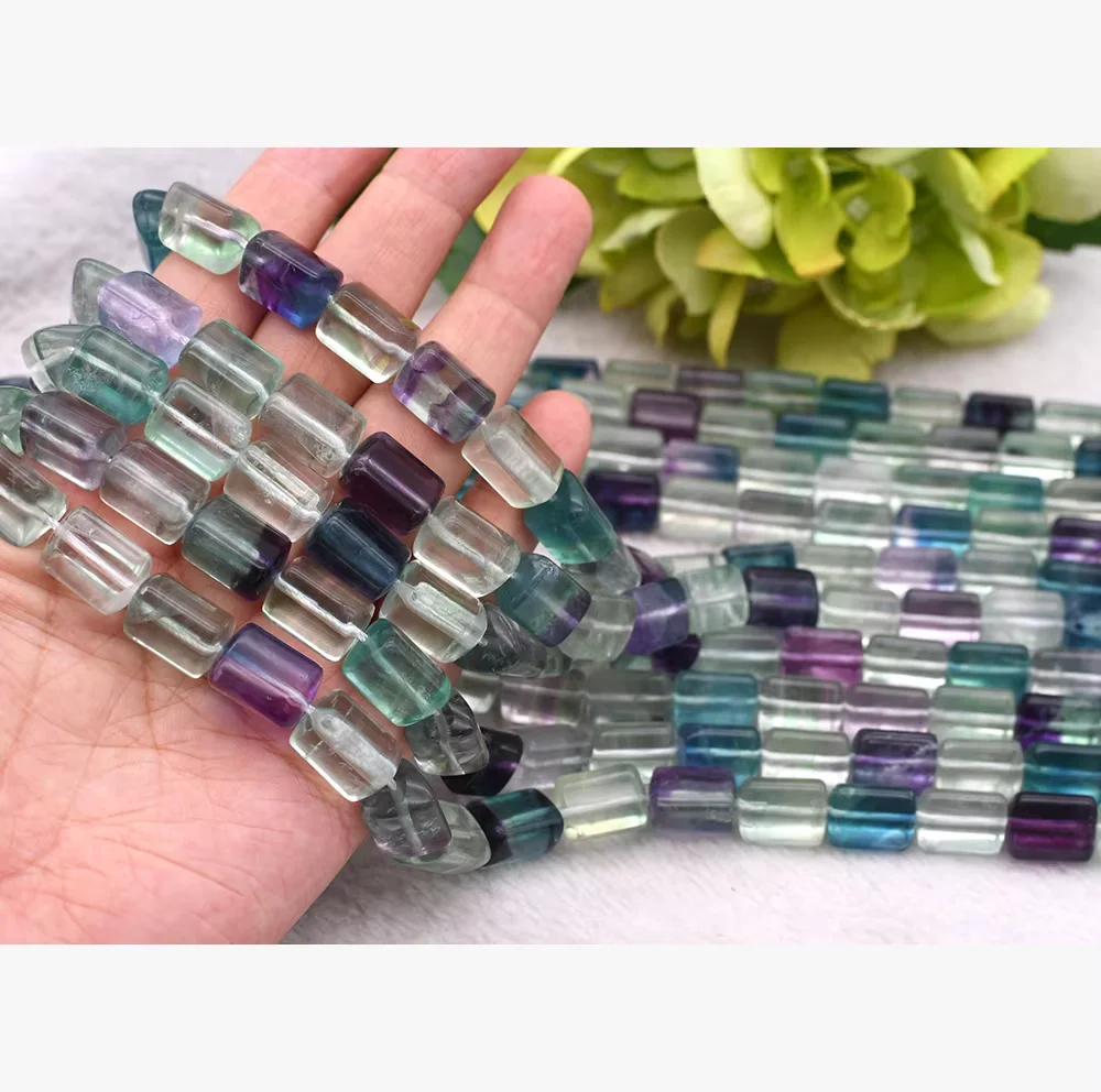 10X14mm Natural stone Colorful Fluorite Faceted Oval Loose Bead 15.5