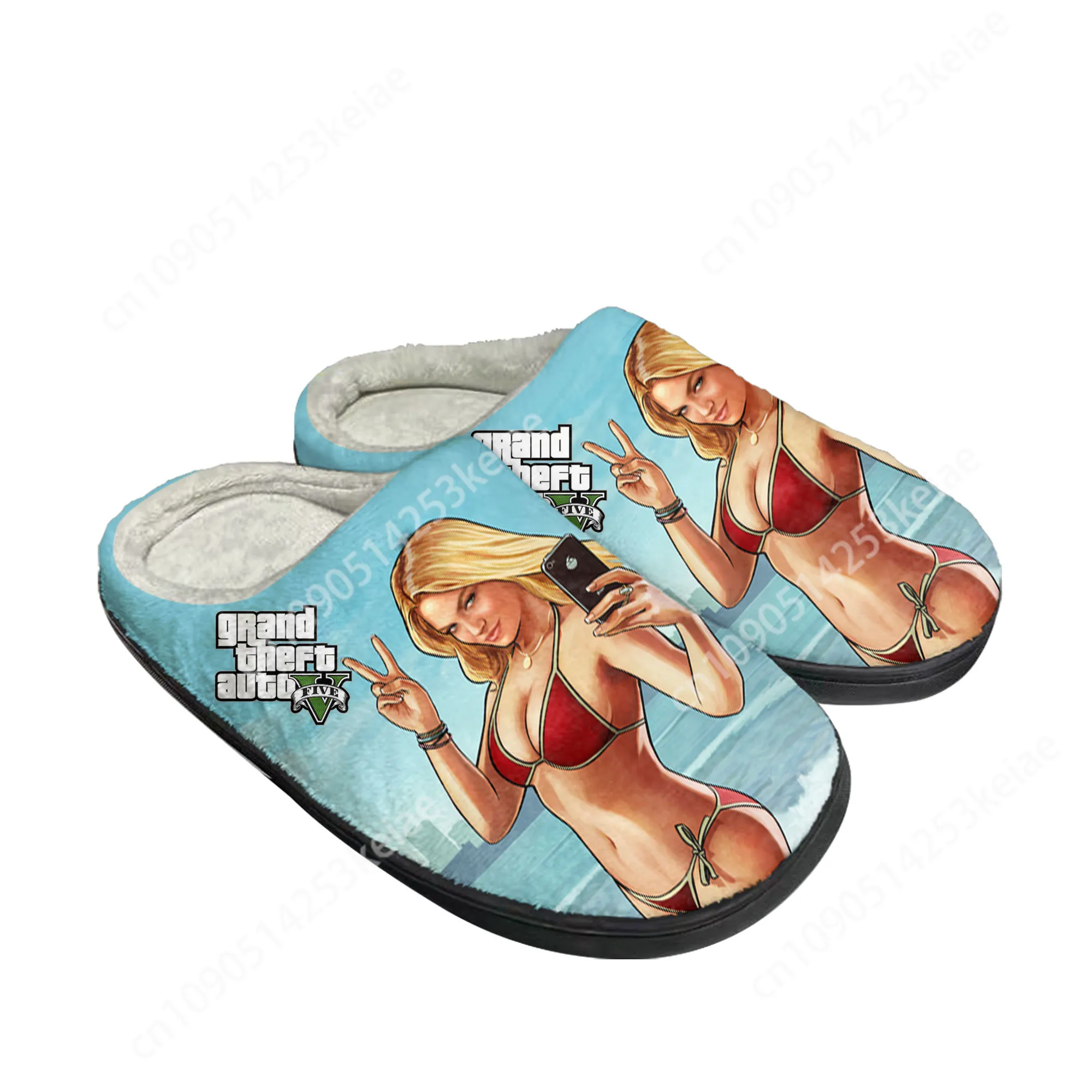 Anime Cartoon Grand Theft Auto GTA V 5 Home Cotton Custom Slippers Mens Womens Sandals Plush Casual Warm Shoes Thermal Slipper