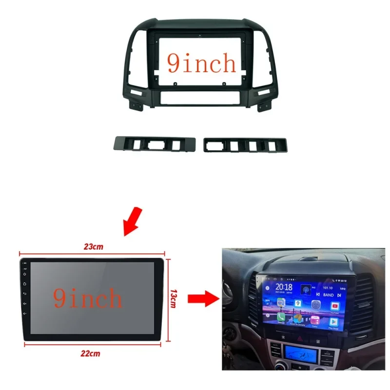 9 Inch 2din android Car Radio Fascia Frame for HYUNDAI Santa Fe IX45 2006~2012 car panel Dash Mount Kit