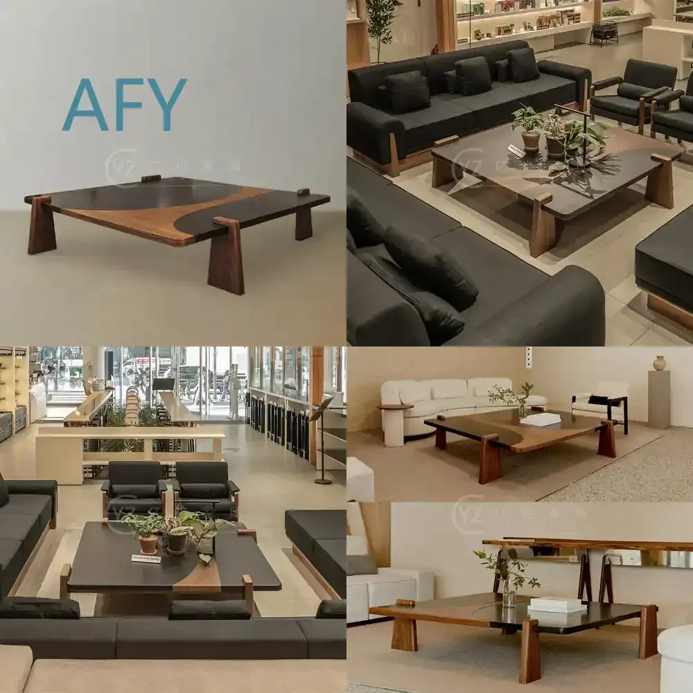 Scandinavian Solid Wood Coffee Table for Mid Century Modern Living Room Lobby Lounge Square Minimalist Artistic Guesthouse