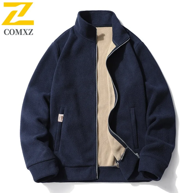 سترة COMXZ الكلاسيكية للرجال بياقة واقفة للتنقل سترة سميكة ودافئة سترة مميزة للأعمال والترفيه ومقاومة للبرودة ملابس خارجية للرجال للشتاء