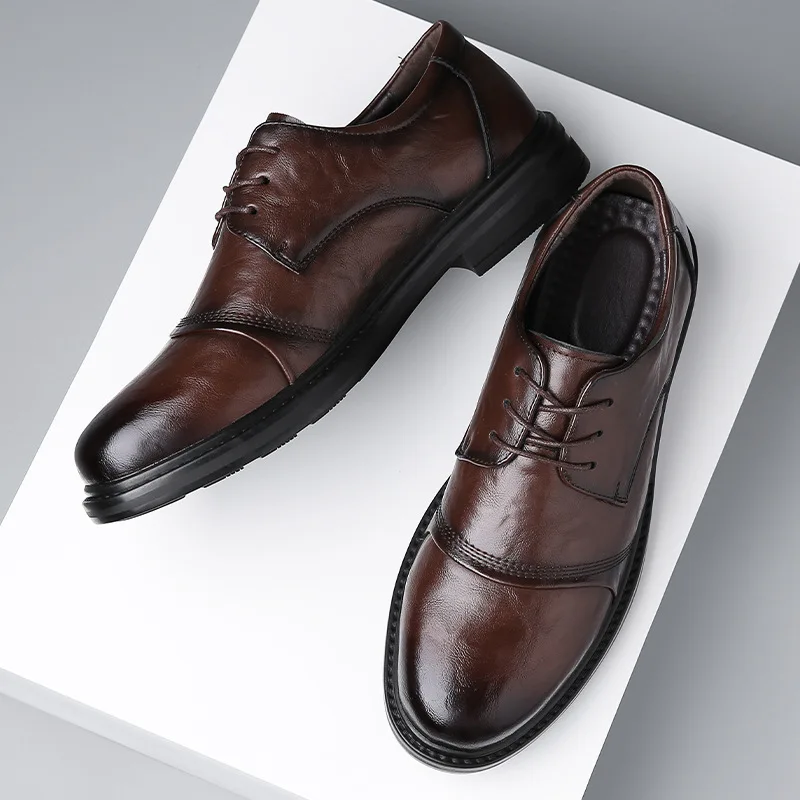 Brand Mens Formal Shoes Genuine Leather Coiffeur Brown Dress Designer Shoes Men Office Elegant Shoes Men Classic Sapato Oxford