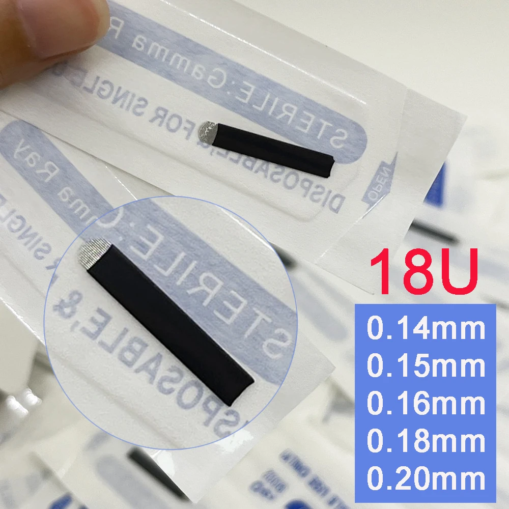 

500pcs Microblading Needle NANO Black Manual Eyebrow Blades 0.14/0.15/0.16/0.18/0.20mm U SHape 18U for Permanent Makeup Supplie