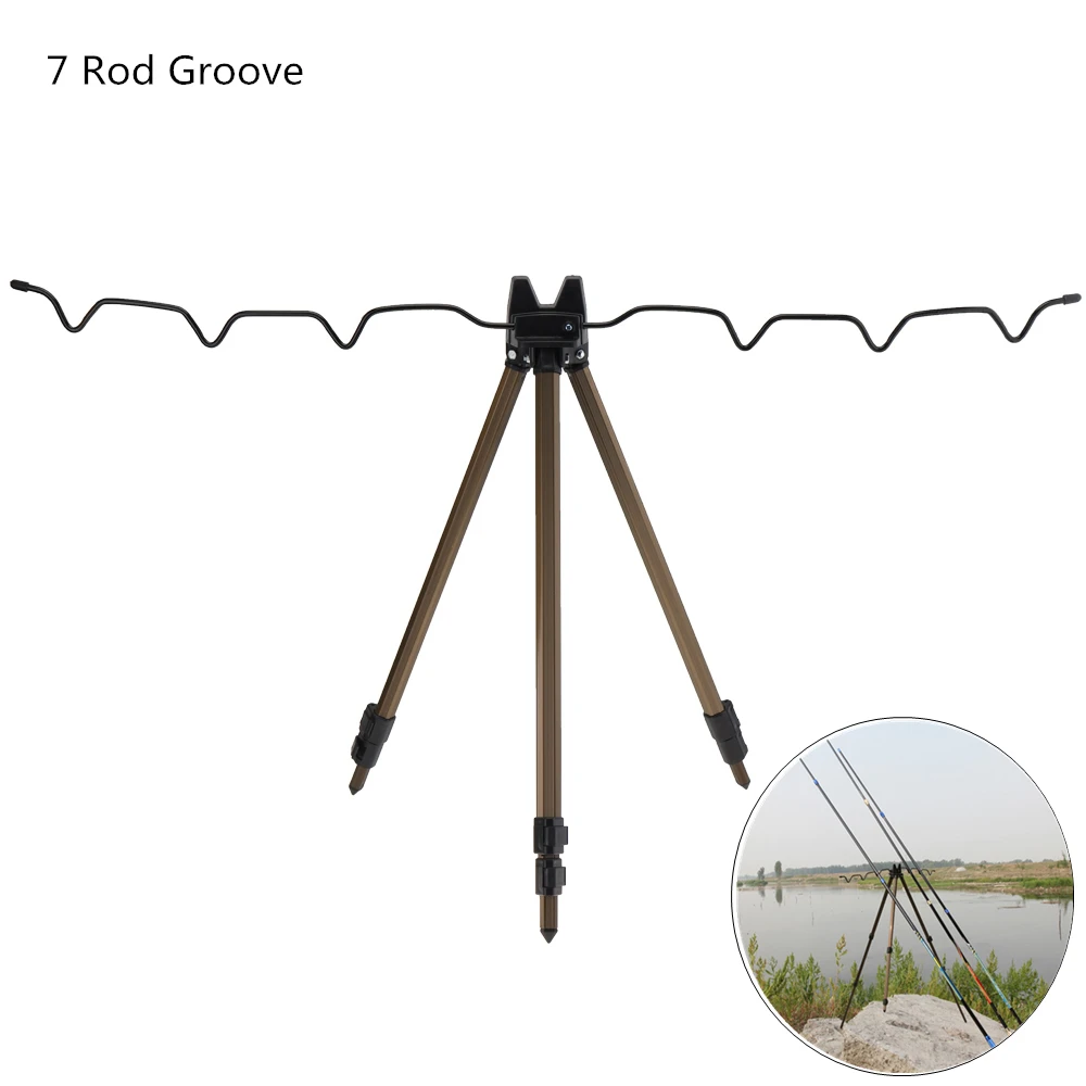 

Aluminum Alloy Telescopic Groove Fishing Rod Holder Coffee Collapsible Tripod Stand Sea Fishing Pole Bracket