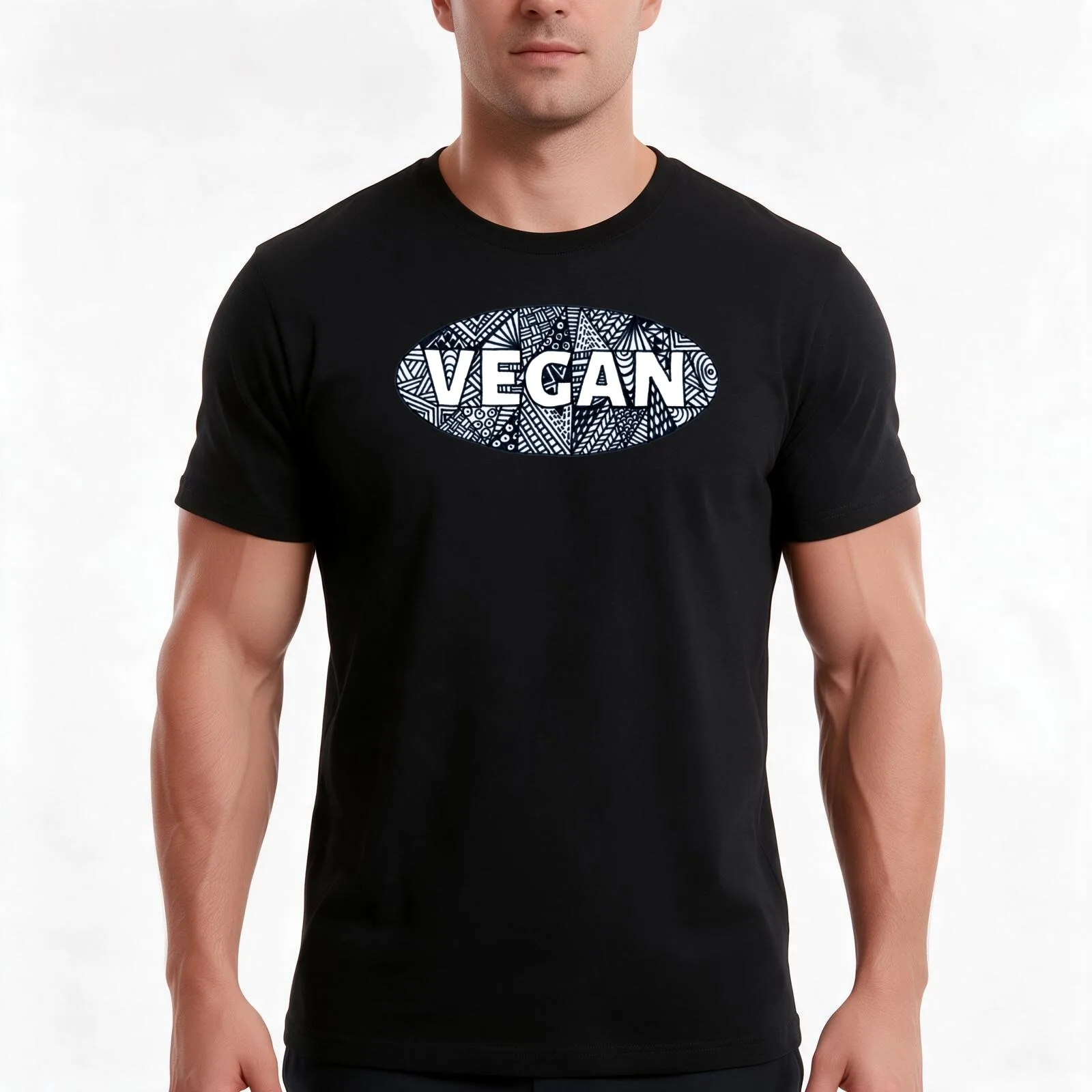 VEGAN - Hand Lettered Doodle Design T-Shirt, Summer Casual Cotton Tee, Oversized Streetwear Tops, Vintage Graphic Print