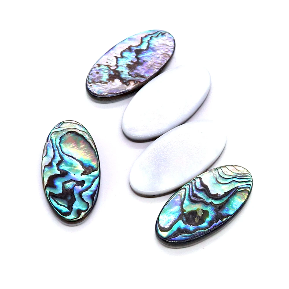 Vintage Natural Abalone Shell Cabochons Beads Flat Back Oval Cabochons Cameo Beads DIY Jewelry Making Necklace Ring Accessories