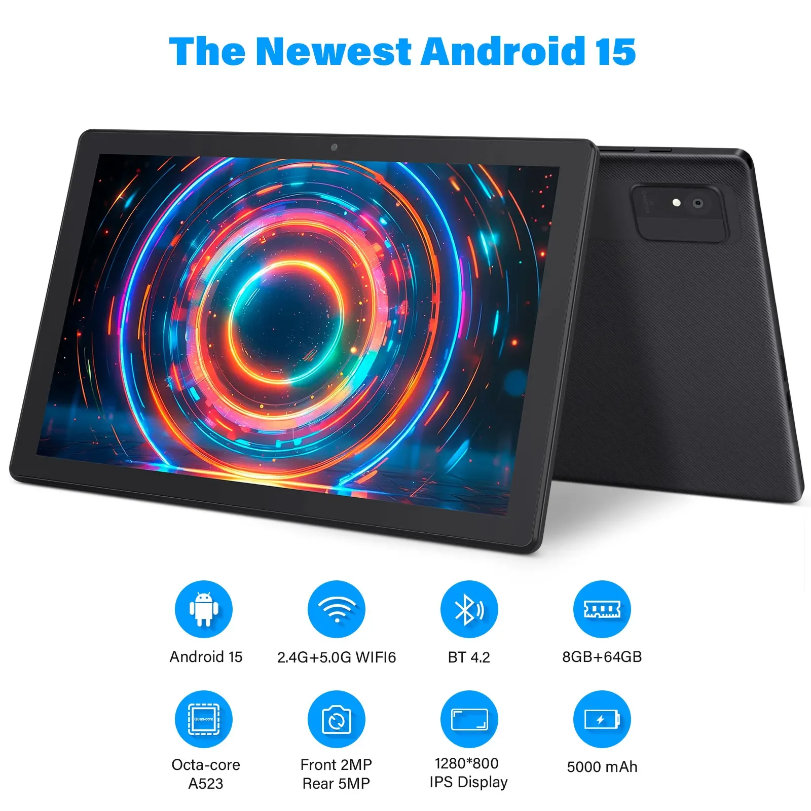 تابلت ANRY Android 15 للأطفال، أقراص 10.1 بوصة مع معالج ثماني النواة، توسيع 8 جيجابايت + 64 جيجابايت + 512 جيجابايت، 1280 × 800 رطل، بطارية 5000 مللي أمبير في الساعة