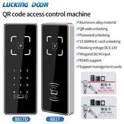 RFID dynamischer Barcode QR-Code-Scanner Zugangs kontroll leser RS485/ Wiegand 13,56 Ausgang 20000 MHz IC-Karte NFC Benutzer Aluminium