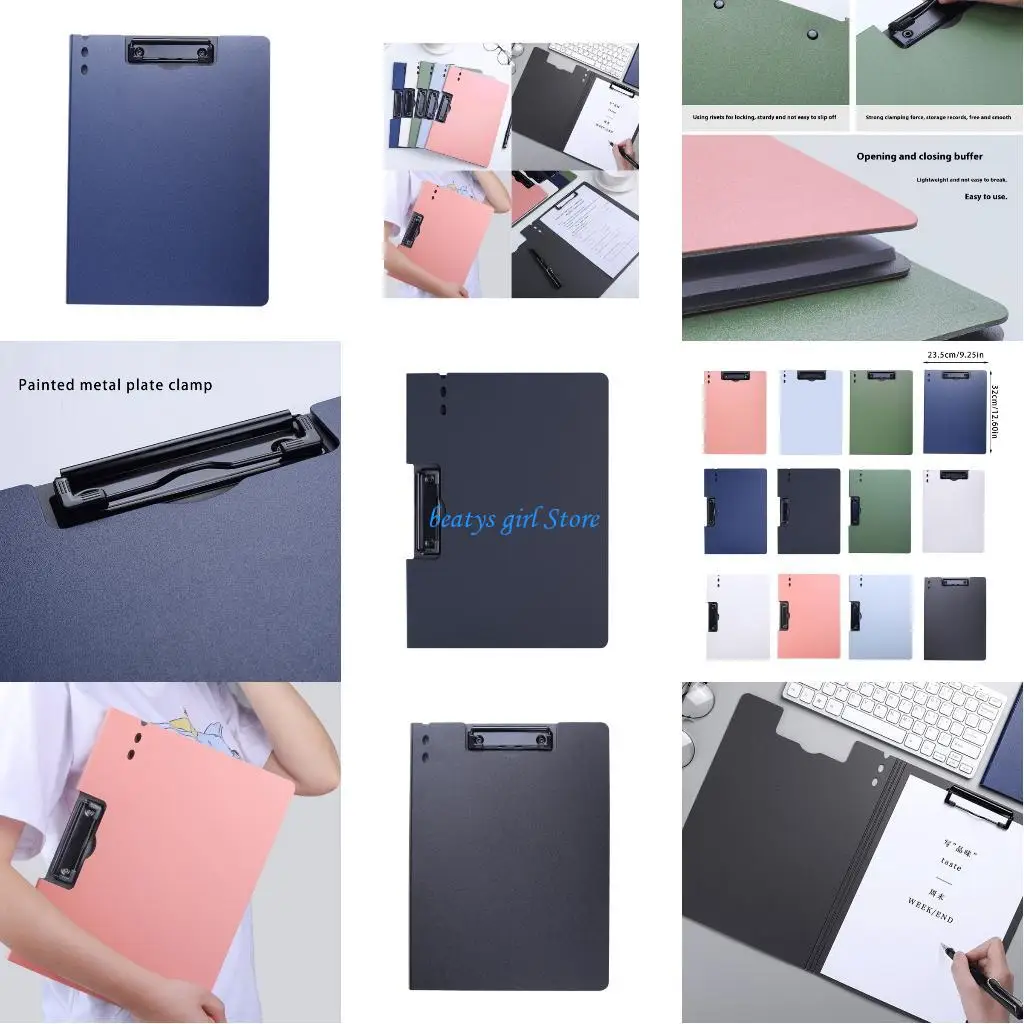 

C7AB Standard Size Flipping Clipboard Folder With Metal Clip File Organiser wth Writing Board For School Office 12.6x9.25In