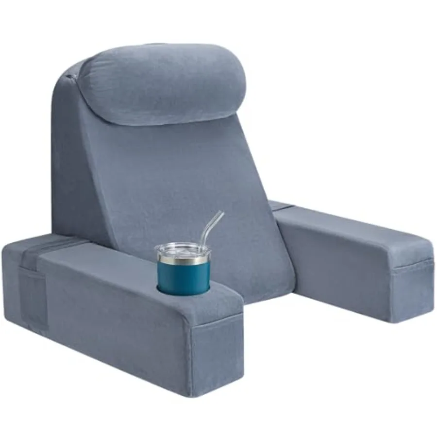 

Reading Pillow for Adults, Back Pillow for Bed Sittg Up, Backrest Pillow for Sittg Bed, Detachable Arms with Built-in Cup and P