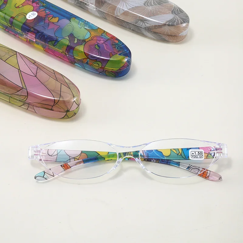 

New Fashion Presbyopia Glasses Transparent Frame Flower Legs Cat-Eye High Definition Anti Blue Light Reading Glasses