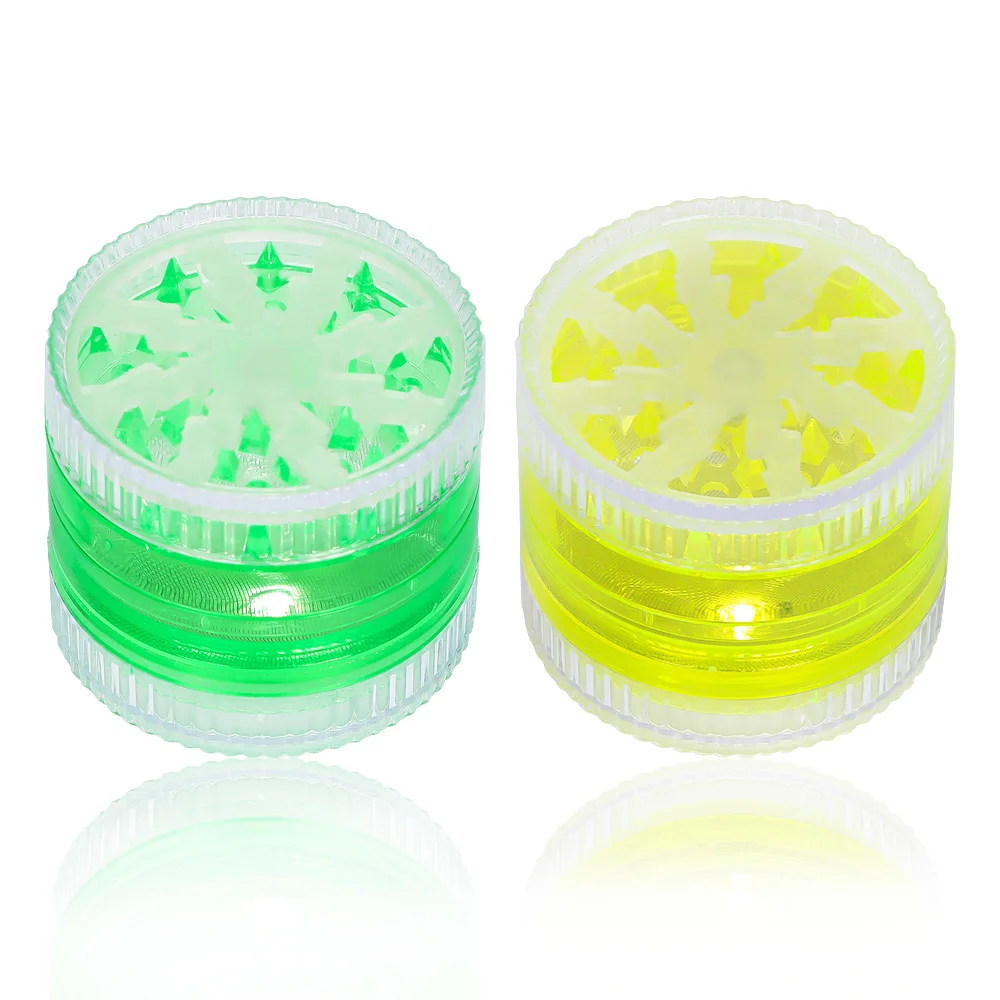 Glow in the Dark Plastic Herb Grinder Luminous Herbal Smoke Spice Crusher Hand Muller 4 Layer Smoking Accessories