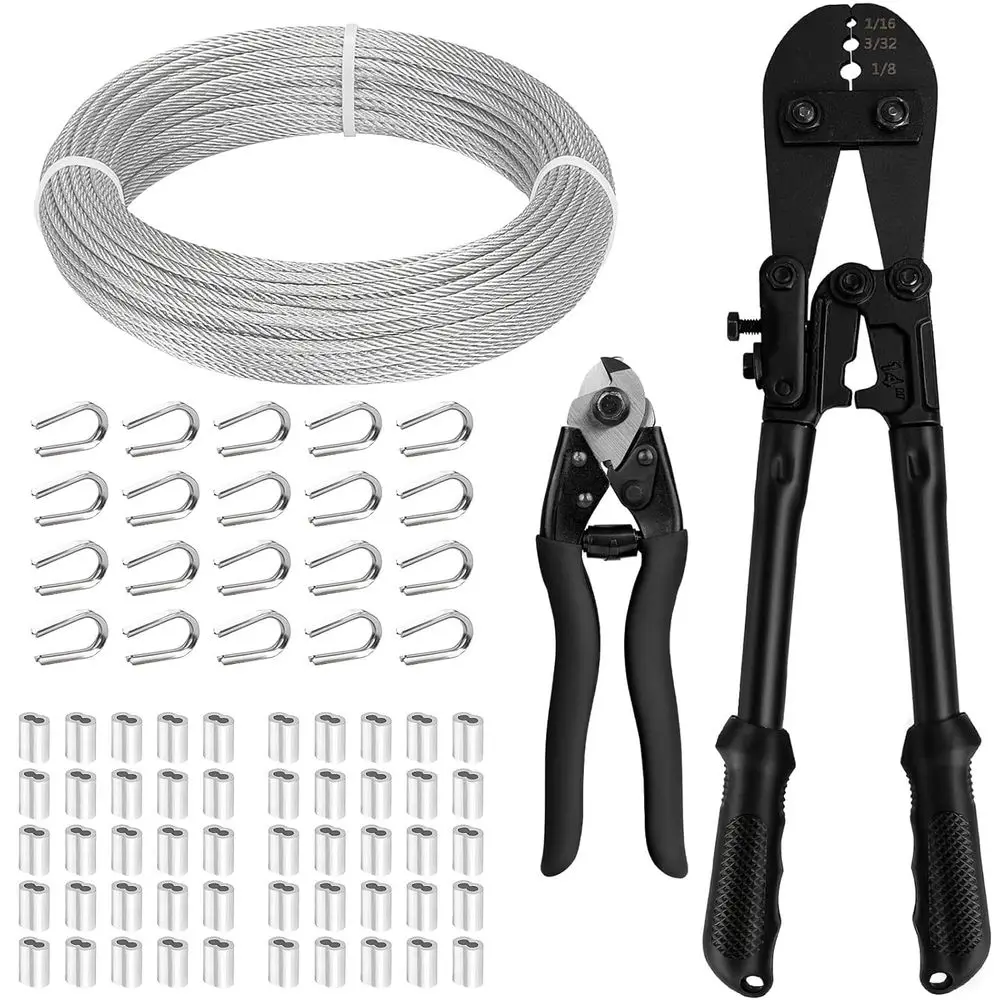 

1/8 Inch Stainless Steel Wire Rope, 100ft, 7x7 Strands for Railings, Clotheslines, Shade Sails, String Lights