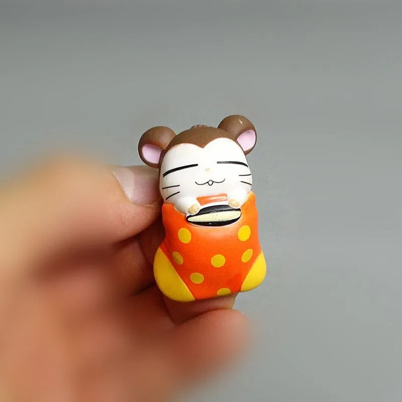 Pvc Action Figure Doll Ornaments For Children Toy Cute Cartoon Hamtaro Figures Anime Hamster Line Up Eat Melon Seeds Gashapon