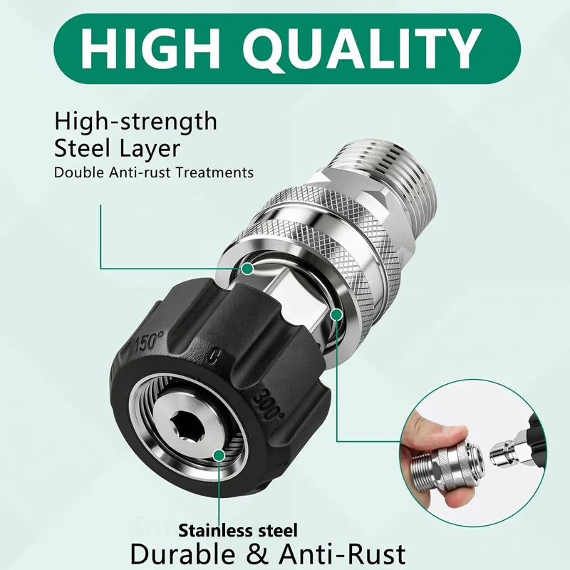 Pressure Washer Quick Connect Kit, M22-14mm/15mm to 3/8