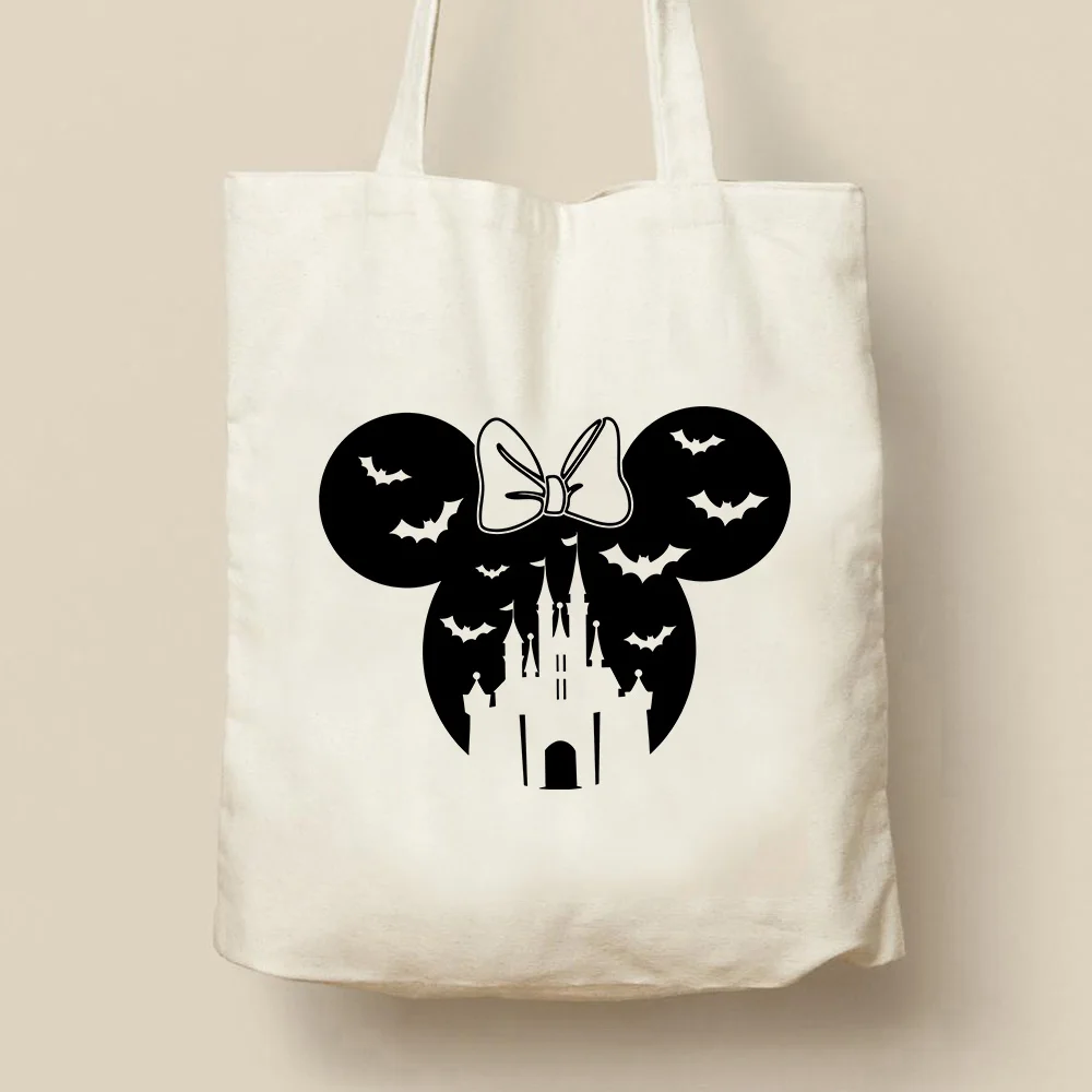 Funny Mouse Ear Graphic Tote Bag Cute Magic Kingdom Halloween Tote Bags Spooky Season Ghost Halloween Bags Travel Bags for Women