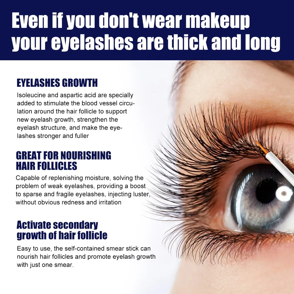 Eelhoe soro de crescimento rápido de cílios, suave e nutritivo, intensificador de cílios, mais cheio, mais grosso, curvador, tratamento de cílios, soro para os olhos