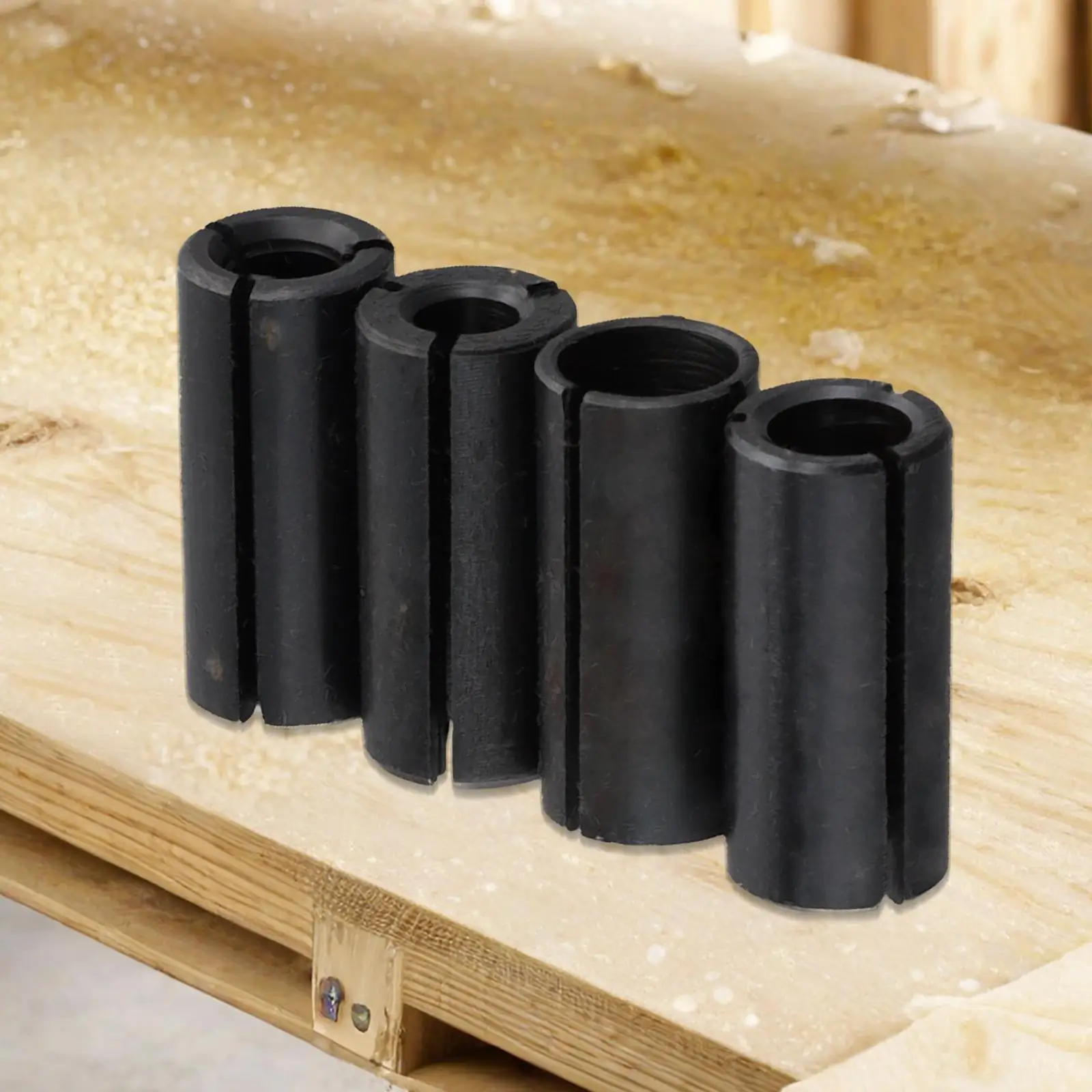 Router Bit Adapter Set Includes Four Pieces Designed Specifically for Secure Clamping in a Range of Engraver Specifications